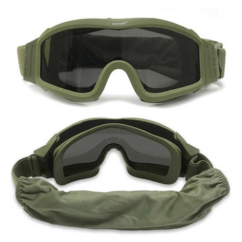 Black Tan Green Tactical Goggles Military Shooting Sunglasses ηλίου 3 φακών Airsoft Paintball αντιανεμικά Wargame ορειβατικά γυαλιά