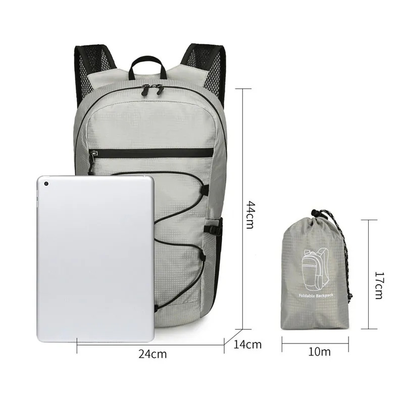 20 literes könnyű, csomagolható hátizsák, összecsukható ultrakönnyű kültéri, összecsukható hátizsák, utazótáska, sportnapizsák férfiaknak, nőknek