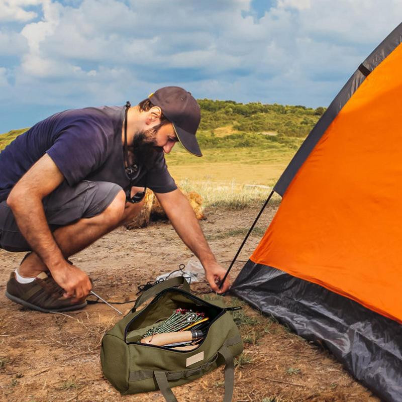 Matkatelgi panused kott Käsitöölise tööriistakott Telgipulk kott riputamiseks Rõnga disain paksendatud lõuend rebenemiskindel suur mahutavus