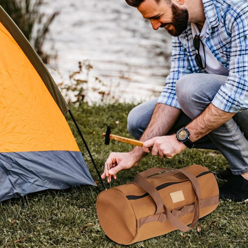 Matkatelgi panused kott Käsitöölise tööriistakott Telgipulk kott riputamiseks Rõnga disain paksendatud lõuend rebenemiskindel suur mahutavus