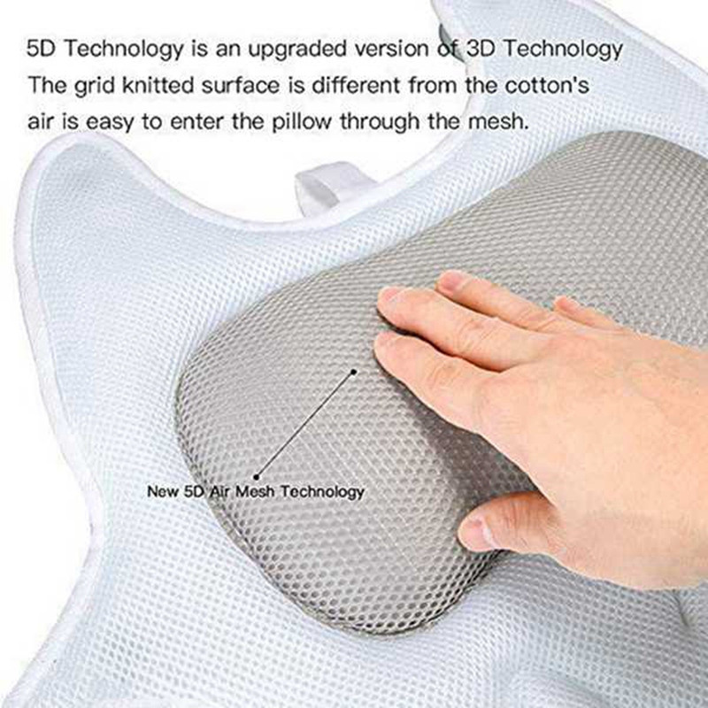 Neslystanti SPA vonios pagalvė voniai su 5D Air Mesh technologijos vonios pagalvės pagalvėlė suteikia galvos, kaklo pečių atramą vonioje