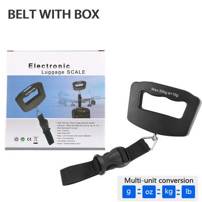 Ψηφιακή οθόνη LCD φορητή ζυγαριά 1 τεμ. 110 lb/50kg Ηλεκτρονική κρεμαστή βαλίτσα αποσκευών Ταξίδι ζυγίζει τσάντα αποσκευών Ισορροπία βάρους