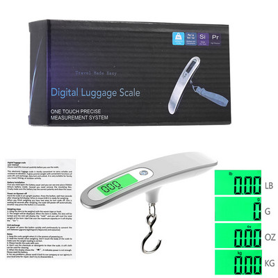 Ψηφιακή οθόνη LCD φορητή ζυγαριά 1 τεμ. 110 lb/50kg Ηλεκτρονική κρεμαστή βαλίτσα αποσκευών Ταξίδι ζυγίζει τσάντα αποσκευών Ισορροπία βάρους