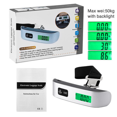 Ψηφιακή οθόνη LCD φορητή ζυγαριά 1 τεμ. 110 lb/50kg Ηλεκτρονική κρεμαστή βαλίτσα αποσκευών Ταξίδι ζυγίζει τσάντα αποσκευών Ισορροπία βάρους