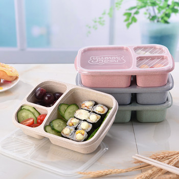 1 Φορητό PC Mini Bento Lunch Boxs 3 Grid Θερμικά δοχεία μικροκυμάτων για παιδιά Δοχείο και αποθήκευση φαγητού για πικνίκ