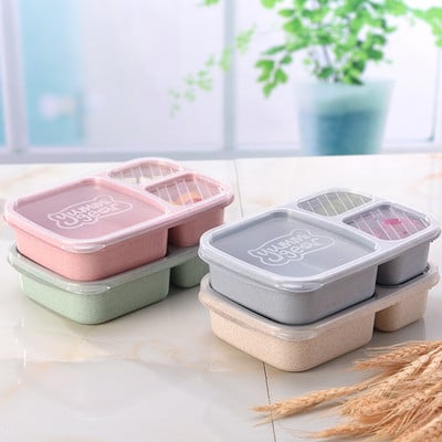 1 PC prijenosni mini Bento kutije za ručak Set 3 rešetkaste termovalne posude za mikrovalnu pećnicu za djecu Piknik Spremnik za hranu i pohranu