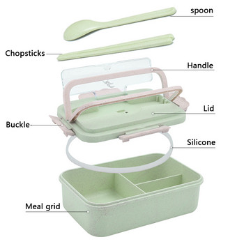 Κουτί μεσημεριανού γεύματος για ενήλικες Bento Box για παιδιά 1000ML Δοχεία φαγητού Πλυντήριο πιάτων Θέρμανσης Microwae , Σακούλα για μεσημεριανό γεύμα