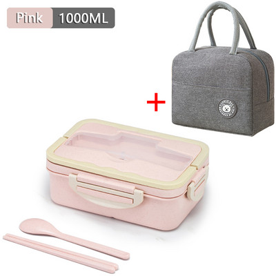 Suaugusiųjų priešpiečių dėžutė Bento dėžutė vaikams 1000 ml maisto indeliai Mikrobangų krosnelėje kaitinama indaplovė, pietų krepšys