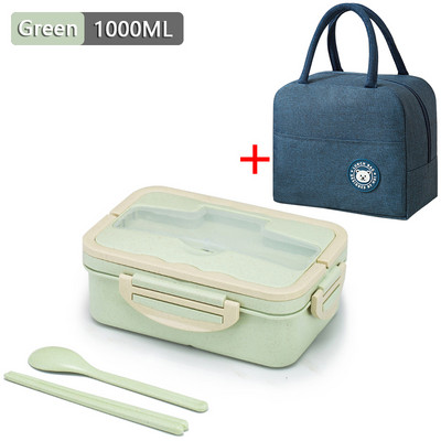 Suaugusiųjų priešpiečių dėžutė Bento dėžutė vaikams 1000 ml maisto indeliai Mikrobangų krosnelėje kaitinama indaplovė, pietų krepšys