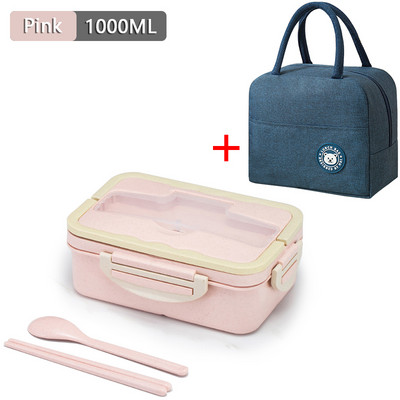 Kutija za ručak za odrasle Bento kutija za djecu 1000 ML Spremnici za hranu Perilica posuđa s mikrovalnim grijanjem, vrećica za ručak