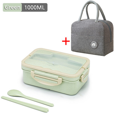 Suaugusiųjų priešpiečių dėžutė Bento dėžutė vaikams 1000 ml maisto indeliai Mikrobangų krosnelėje kaitinama indaplovė, pietų krepšys