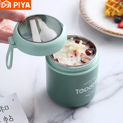 510 ml nerūdijančio plieno priešpiečių dėžutė su šaukštu terminio maisto konteinerio vakuuminis puodelis Insulate Bento Box termoso sriubos puodelis vaikams mokyklai