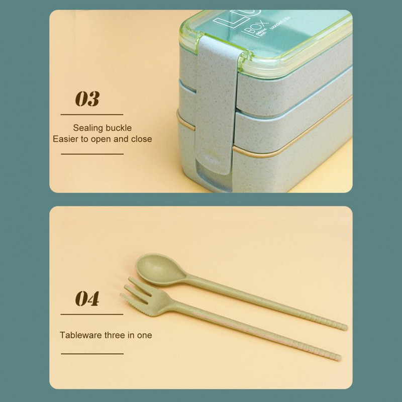 Lõunakast kolmekihiline suure mahutavusega jaotusplaadiga toidukonteiner Kuumakindel mikrolaineahi OL Bento kast õpilastele