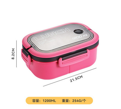 Kahekihiline lõunakarp, kaasaskantav puu- ja toidukarp Mikrolaineahjus lõunakarp kahvli ja lusikaga Picnic Fresh karp 1200 ml