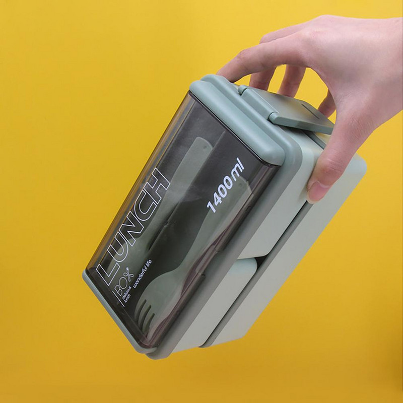 1400 ml Bento Box Daugkartinio naudojimo skyriai pietų indelis Lengvas maisto konteineris Pietų dėžutė marmita termica контейнер для еды