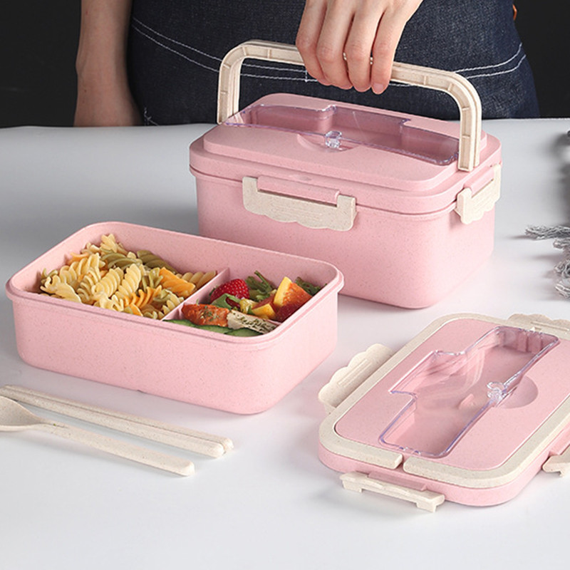 Bento kutija u japanskom stilu za djecu Posuda za studentsku hranu Nepropusna četvrtasta kutija za ručak od pšenične slame s pretincem