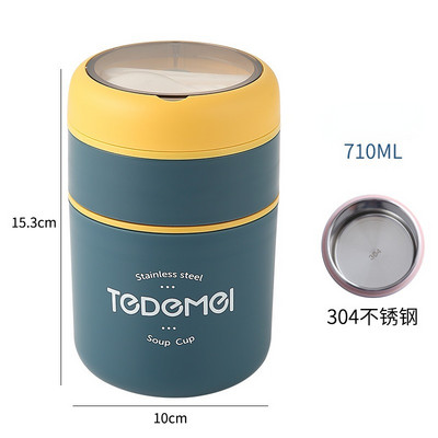 Mini termiline lõunakarbi toidukonteiner roostevabast terasest lusikaga vaakumtassiga supitass isoleeritud lõunakarp taza desayuno portatil