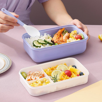 Με κουτάλι Hermetic Lunch Box Φορητό Φορητό Bento Box Παιδικό Παιδικό Ενήλικες Δοχεία Τροφίμων Μόδα Ορθογώνιο Πλέγμα