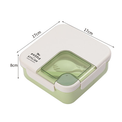 Sa žlicom Hermetička kutija za ručak u mikrovalnoj pećnici Prijenosna Bento kutija Dječji studenti Odrasli Spremnici za hranu Modni pravokutni rešetkasti