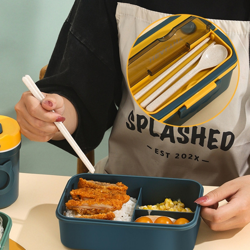 Cutie de prânz din plastic exploziv japonez. Compartiment pentru cutie bento. Încălzire cu microunde pentru adulți