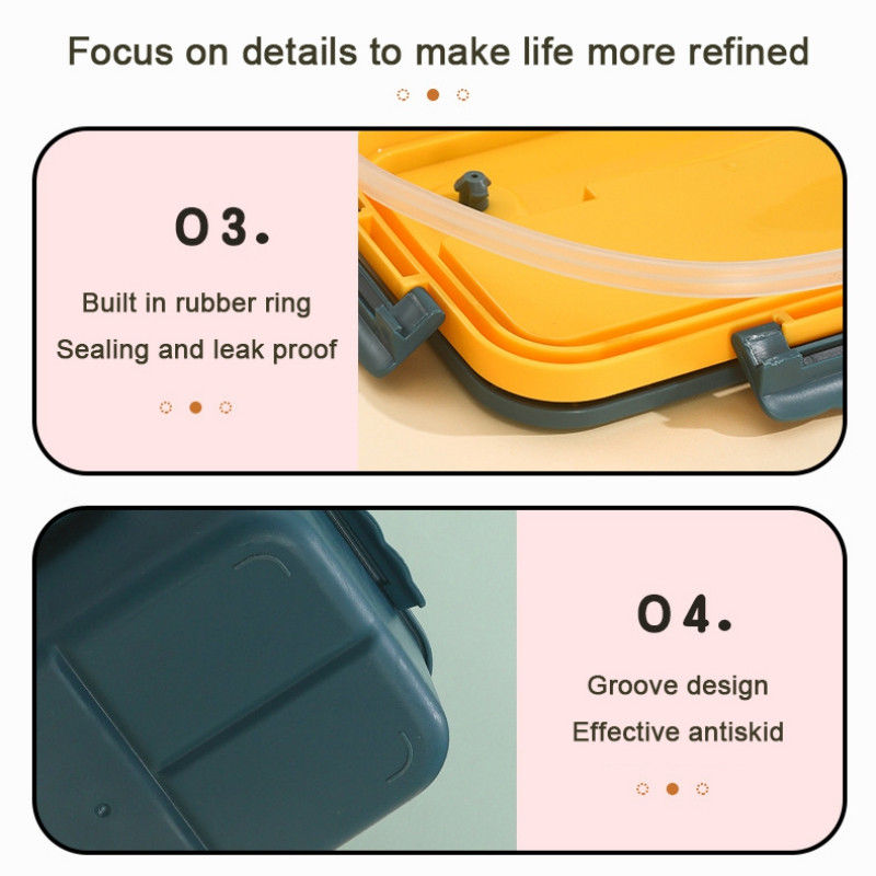 Cutie de prânz din plastic exploziv japonez. Compartiment pentru cutie bento. Încălzire cu microunde pentru adulți