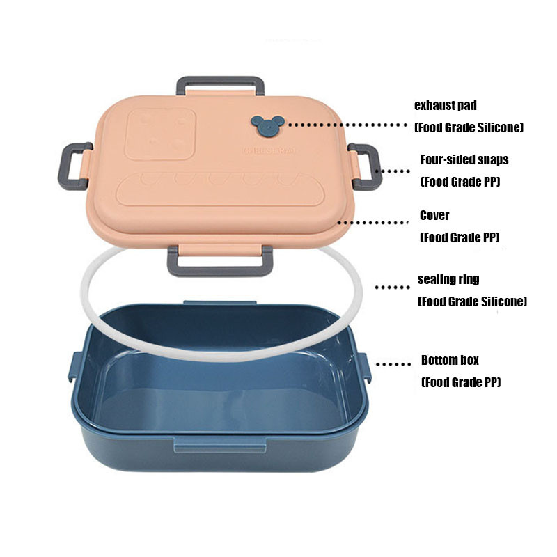 LunchBox Bento Dėžė Vaikams Biuro darbuotojų skyriai Mikrobangų krosnelės šildymas Pietų konteineris Maisto laikymo dėžutė