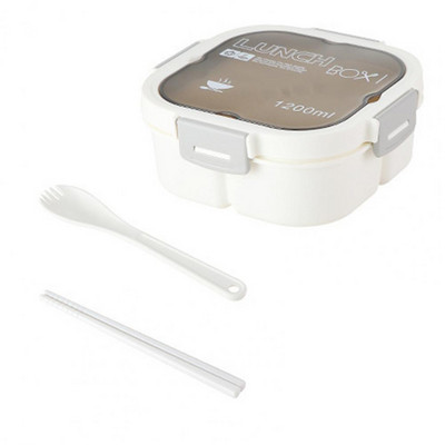 Cutie bento pentru studenți, material gros, cutie de prânz, cu trei compartimente, pentru depozitarea alimentelor, container micro încălzit pentru alimente pentru copii, rezistent la scurgeri