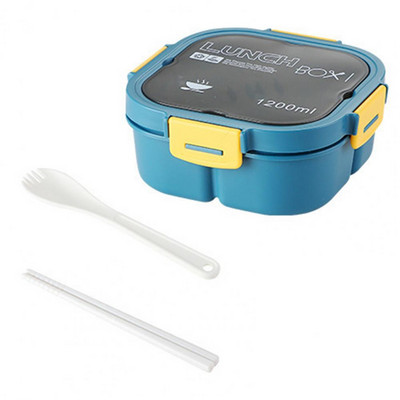 Cutie bento pentru studenți, material gros, cutie de prânz, cu trei compartimente, pentru depozitarea alimentelor, container micro încălzit pentru alimente pentru copii, rezistent la scurgeri