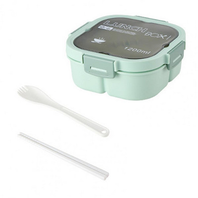 Cutie bento pentru studenți, material gros, cutie de prânz, cu trei compartimente, pentru depozitarea alimentelor, container micro încălzit pentru alimente pentru copii, rezistent la scurgeri