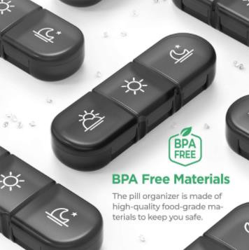 Seitse päeva nädalas 21 ümbrisega kaasaskantava plastikraami PCS-i musta komplekti klassifikatsioonikarp