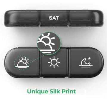 Seitse päeva nädalas 21 ümbrisega kaasaskantava plastikraami PCS-i musta komplekti klassifikatsioonikarp