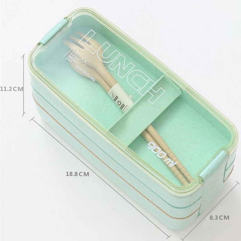 Držač za ručak od 900 ml Food Grade 3 sloja PP jednostavan za nošenje s odjeljkom za posuđe Posuda za ručak Potrepštine za kućanstvo