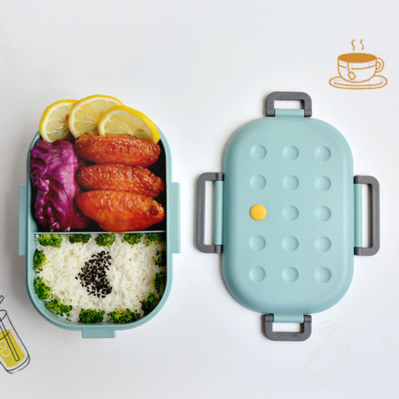 Lõunakarbi silikoonkate Bento lõunakarbi mikrolaineahjus toidu säilituslahtritega lõunakarbi konteinerid, tervete laste kool, 1000 ml