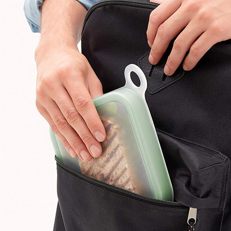 Cuptor cu microunde, cutie de prânz bento, rezistentă la scurgeri, recipient pentru alimente din silicon, cutie pentru sandvici, prânz, prânz, cutie pentru gustări