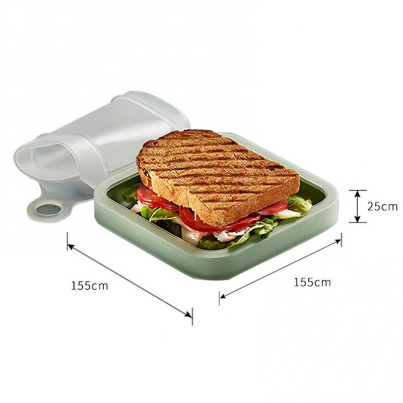 Cuptor cu microunde, cutie de prânz bento, rezistentă la scurgeri, recipient pentru alimente din silicon, cutie pentru sandvici, prânz, prânz, cutie pentru gustări