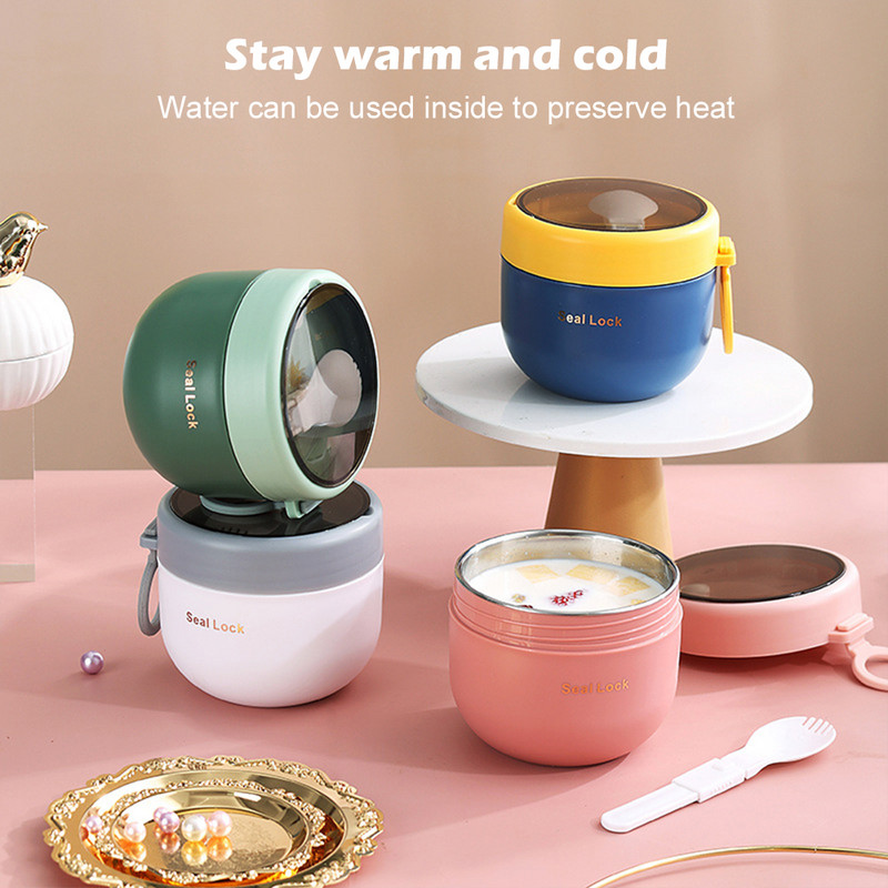 Šalica za zobene pahuljice od 600 ml Šalica za juhu Šalica za doručak s mlijekom Nepropusna posuda za hranu Prijenosna šalica za doručak od nehrđajućeg čelika sa žlicom