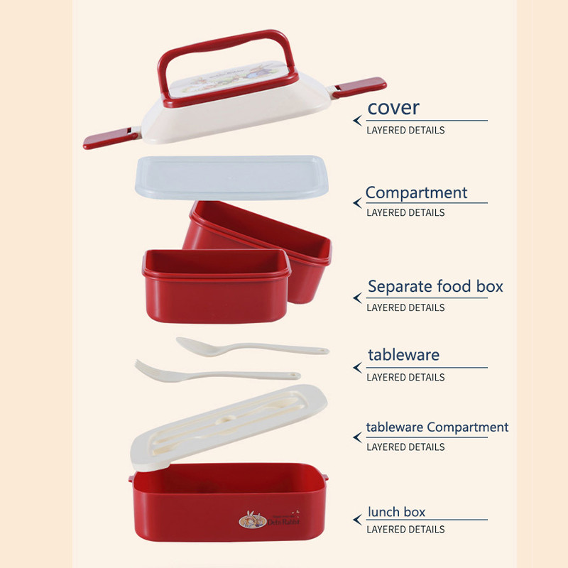 Crtana dječja kutija za ručak Slatki student Bento Kutije za ručak za mikrovalnu pećnicu Spremište za hranu s zasebnom kutijom Pribor za jelo za dječje kampiranje