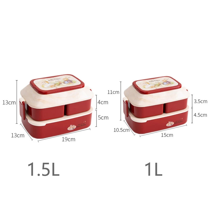 Crtana dječja kutija za ručak Slatki student Bento Kutije za ručak za mikrovalnu pećnicu Spremište za hranu s zasebnom kutijom Pribor za jelo za dječje kampiranje