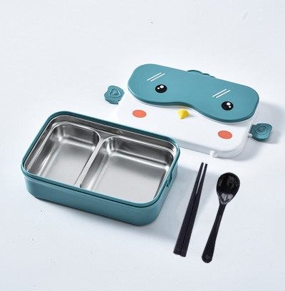 Nerūdijančio plieno stalo reikmenų šiluminės priešpiečių dėžutės, skirtos maitinimui, mokinių mokyklos Bento dėžutė, mielas pelėdos animacinių filmų stalo įrankių rinkinys, skirtas vaikams laikyti