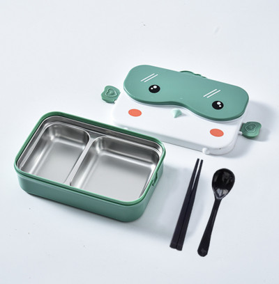 Nerūdijančio plieno stalo reikmenų šiluminės priešpiečių dėžutės, skirtos maitinimui, mokinių mokyklos Bento dėžutė, mielas pelėdos animacinių filmų stalo įrankių rinkinys, skirtas vaikams laikyti