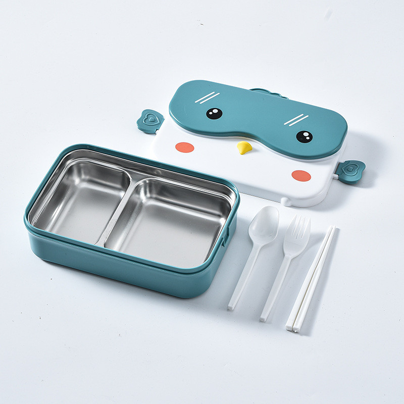 Nerūdijančio plieno stalo reikmenų šiluminės priešpiečių dėžutės, skirtos maitinimui, mokinių mokyklos Bento dėžutė, mielas pelėdos animacinių filmų stalo įrankių rinkinys, skirtas vaikams laikyti
