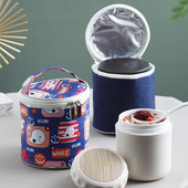 Silindriline isolatsiooniga lõunakott paksendatud alumiiniumfooliumist supiveetass ümmargused kotid välipikniku jahuti toidu termiline ämber