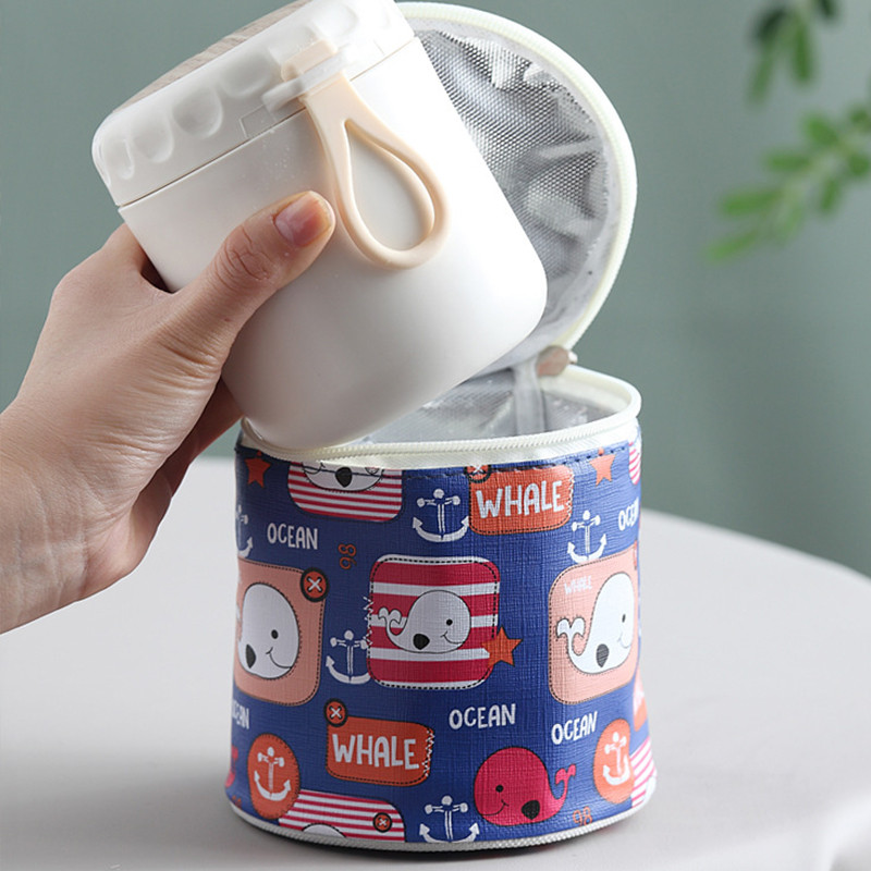 Silindriline isolatsiooniga lõunakott paksendatud alumiiniumfooliumist supiveetass ümmargused kotid välipikniku jahuti toidu termiline ämber