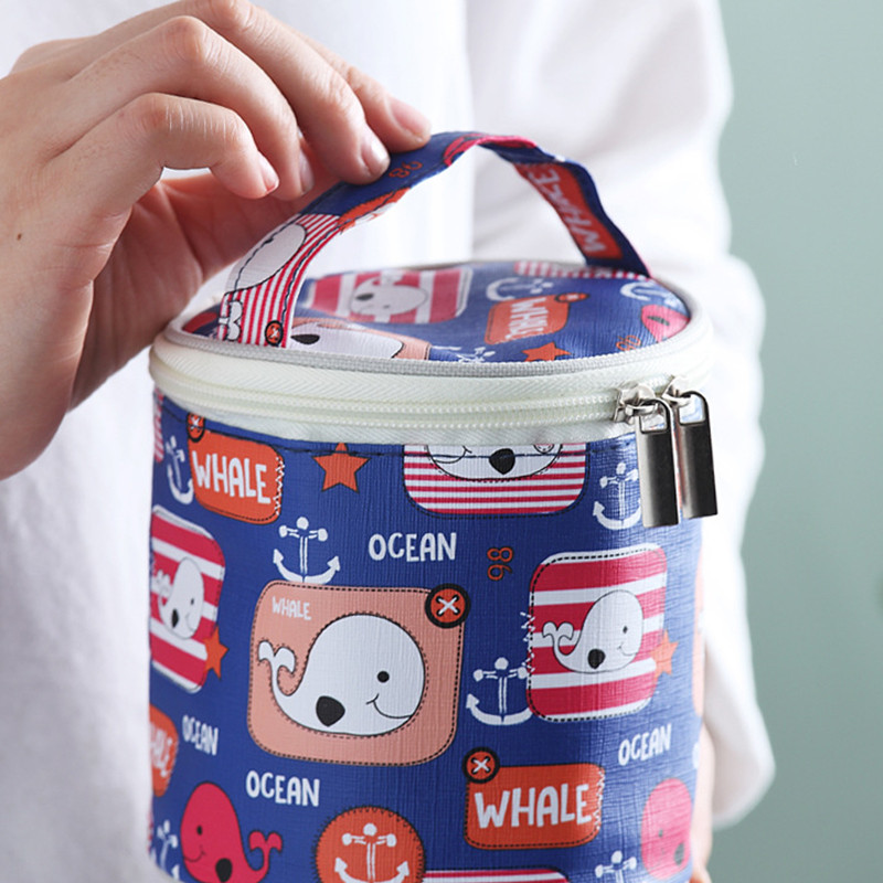 Silindriline isolatsiooniga lõunakott paksendatud alumiiniumfooliumist supiveetass ümmargused kotid välipikniku jahuti toidu termiline ämber