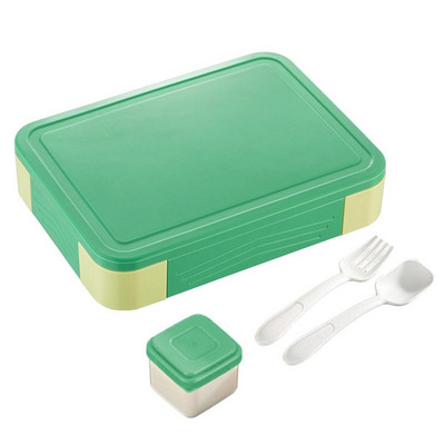 6 skyrių „Bento Box“ suaugusiųjų priešpiečių dėžutės talpyklos nepraleidžiančios vaikiškos priešpiečių dėžutės rinkinys su indais ir padažo dėžute, kurį lengva valyti