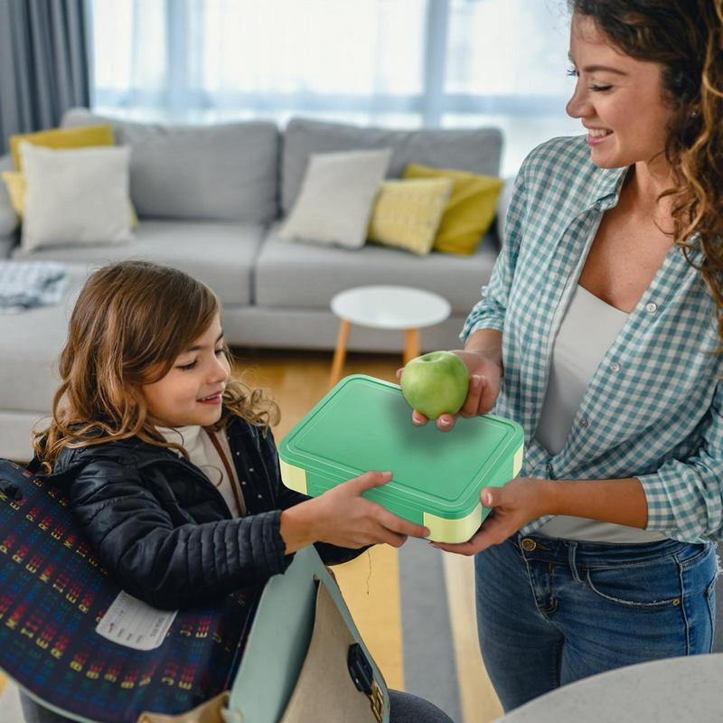 6 skyrių „Bento Box“ suaugusiųjų priešpiečių dėžutės talpyklos nepraleidžiančios vaikiškos priešpiečių dėžutės rinkinys su indais ir padažo dėžute, kurį lengva valyti