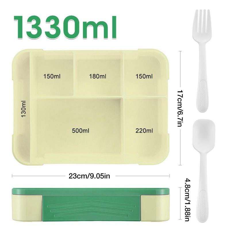 6 skyrių „Bento Box“ suaugusiųjų priešpiečių dėžutės talpyklos nepraleidžiančios vaikiškos priešpiečių dėžutės rinkinys su indais ir padažo dėžute, kurį lengva valyti