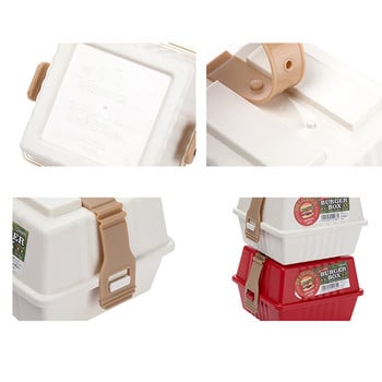 Japanese Square PP Sandwich Box Κουτιά μεσημεριανού γεύματος Φορητά Bento Box Φαγητό δοχεία χάμπουργκερ Οργανωτή αποθήκευσης Αξεσουάρ κουζίνας