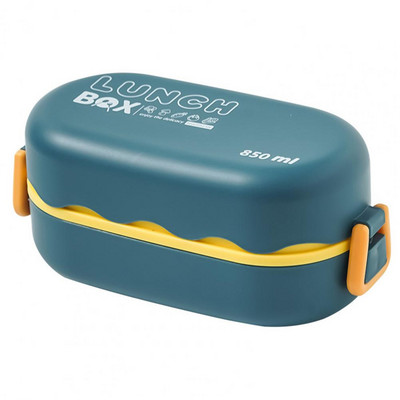 Naudinga dulkėms atspari „Bento Box“ dvigubo sluoksnio priešpiečių dėžutė, skirta studentams gaivinti, nešiojamas „Bento“ pietų dėklas su stalo įrankių šaukštu