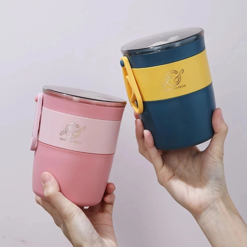 Mini termiline lõunakarbi toidukonteiner roostevabast terasest lusikaga vaakumtassi supitassiga õpilase suletud kaasaskantav toidukonteiner